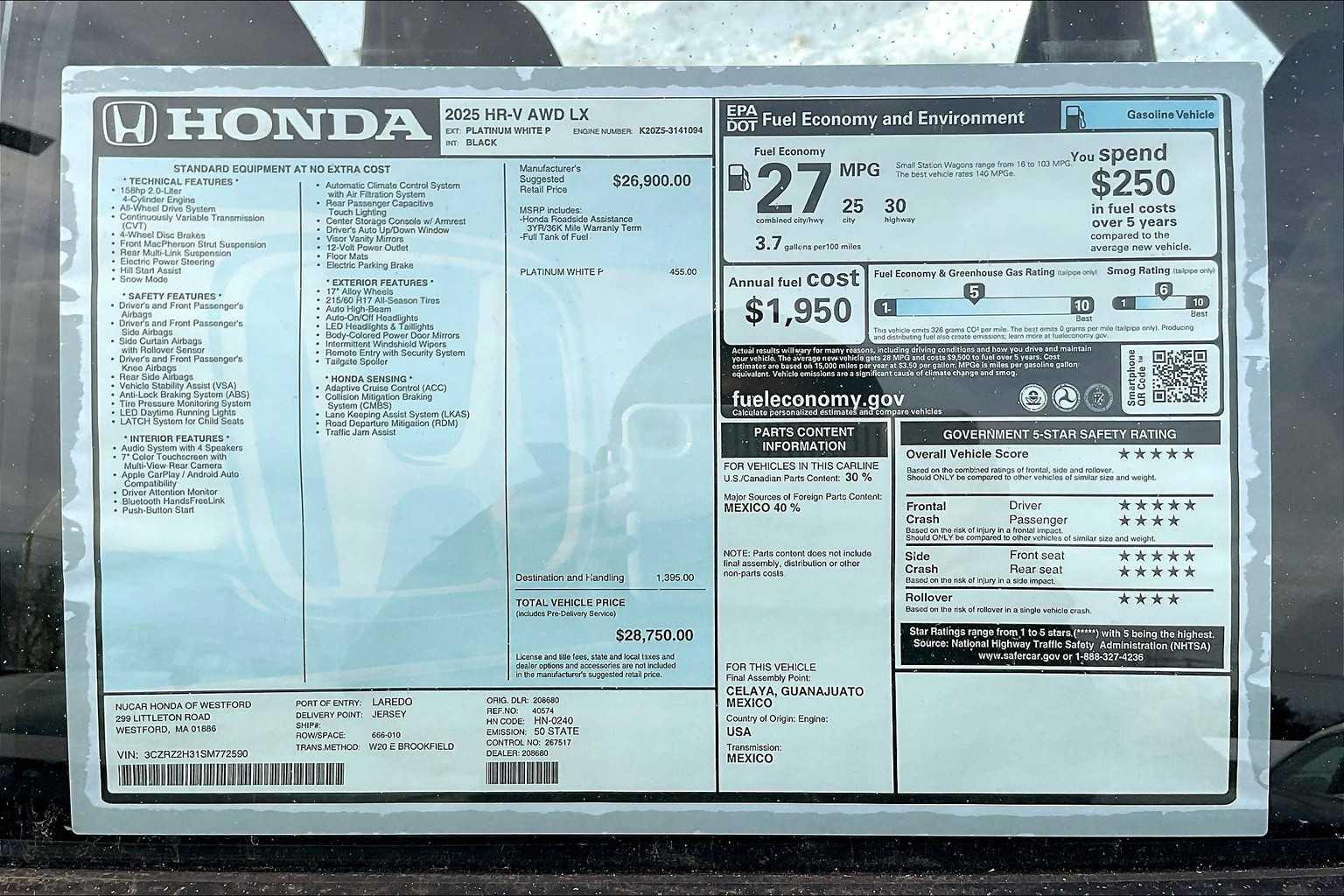 2025 Honda HR-V LX - Photo 18